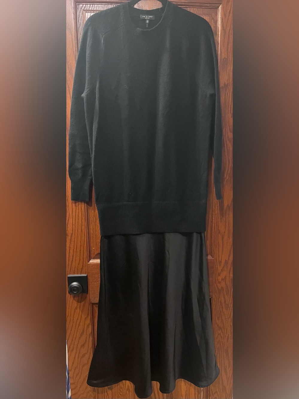 Rag & Bone XS wool blend sweater with attached black skirt maxi length